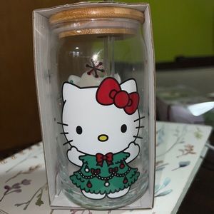 Glass tumbler with straw - Hello Kitty